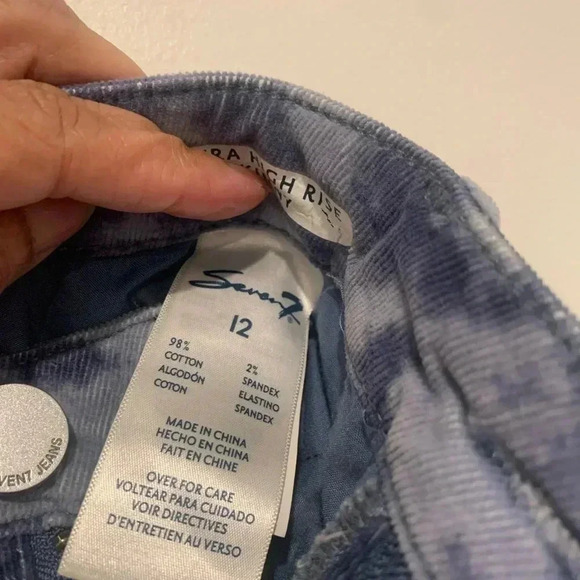 Seven7 Corduroy Ultra HIgh Rise Skinny Pants 12 Tie Dye Ashley Blue Soft Stretch - Picture 9 of 10